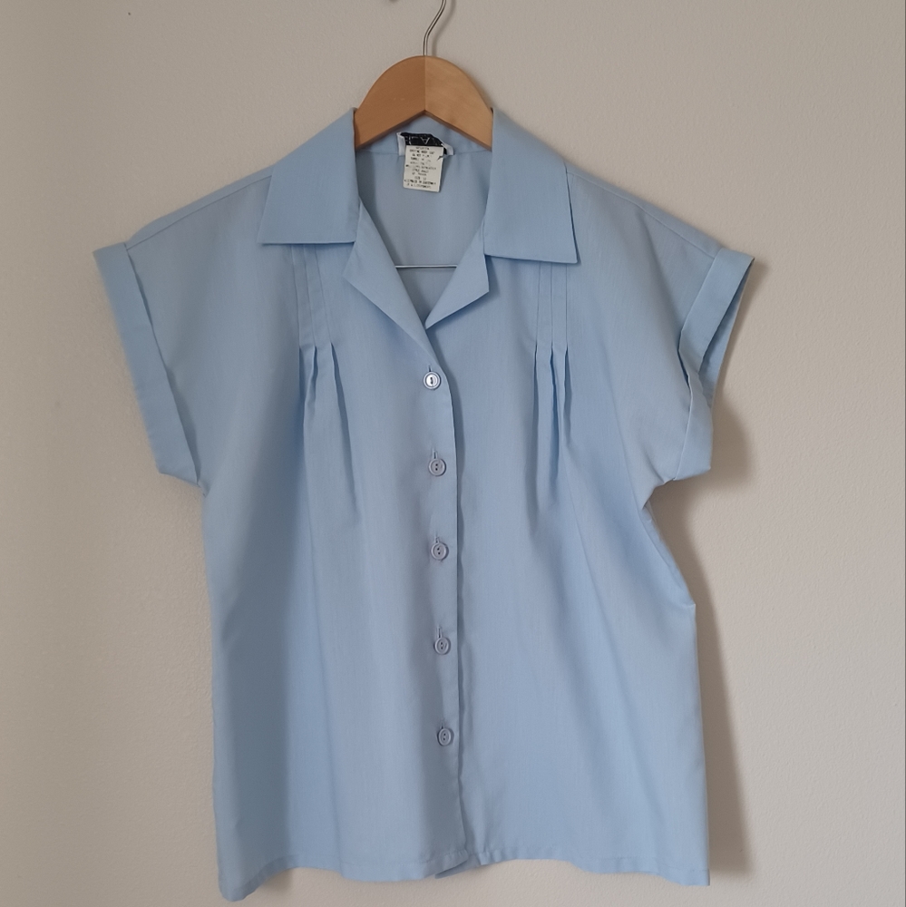 Blair Vintage Baby Blue Short Sleeve Top Women Size 12